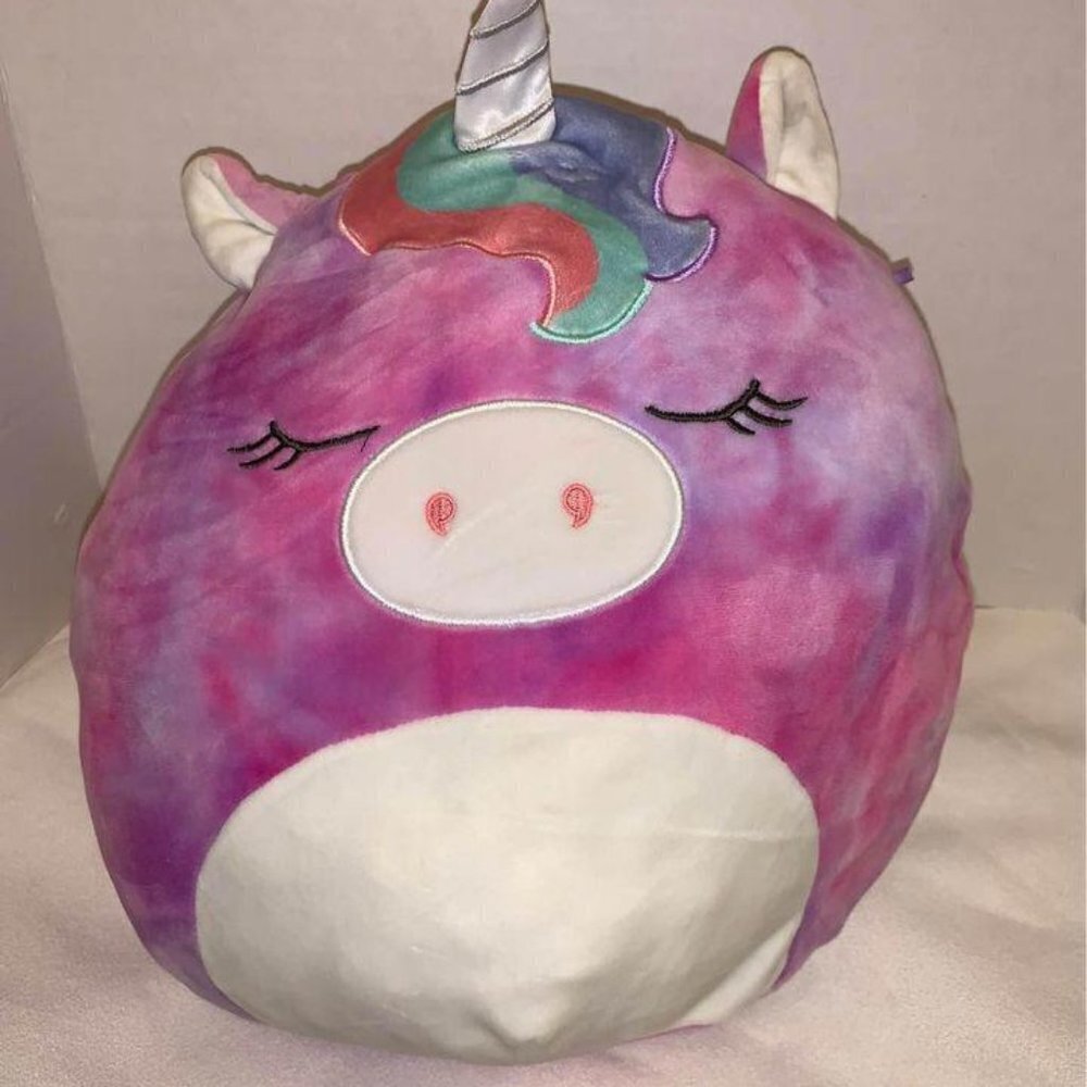 Squishmallow Tie Dye Unicorn Pink Purple Closed Eyes 16"​​​​​​